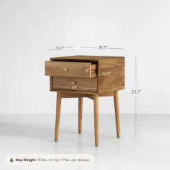 Wood Mid-Century Nightstands Acacia (Set of 2)