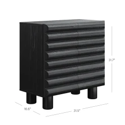 Wood Modern Accent Cabinet with Sculpted Door Black