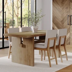 Wood Modern Farmhouse Dining Table Light Brown