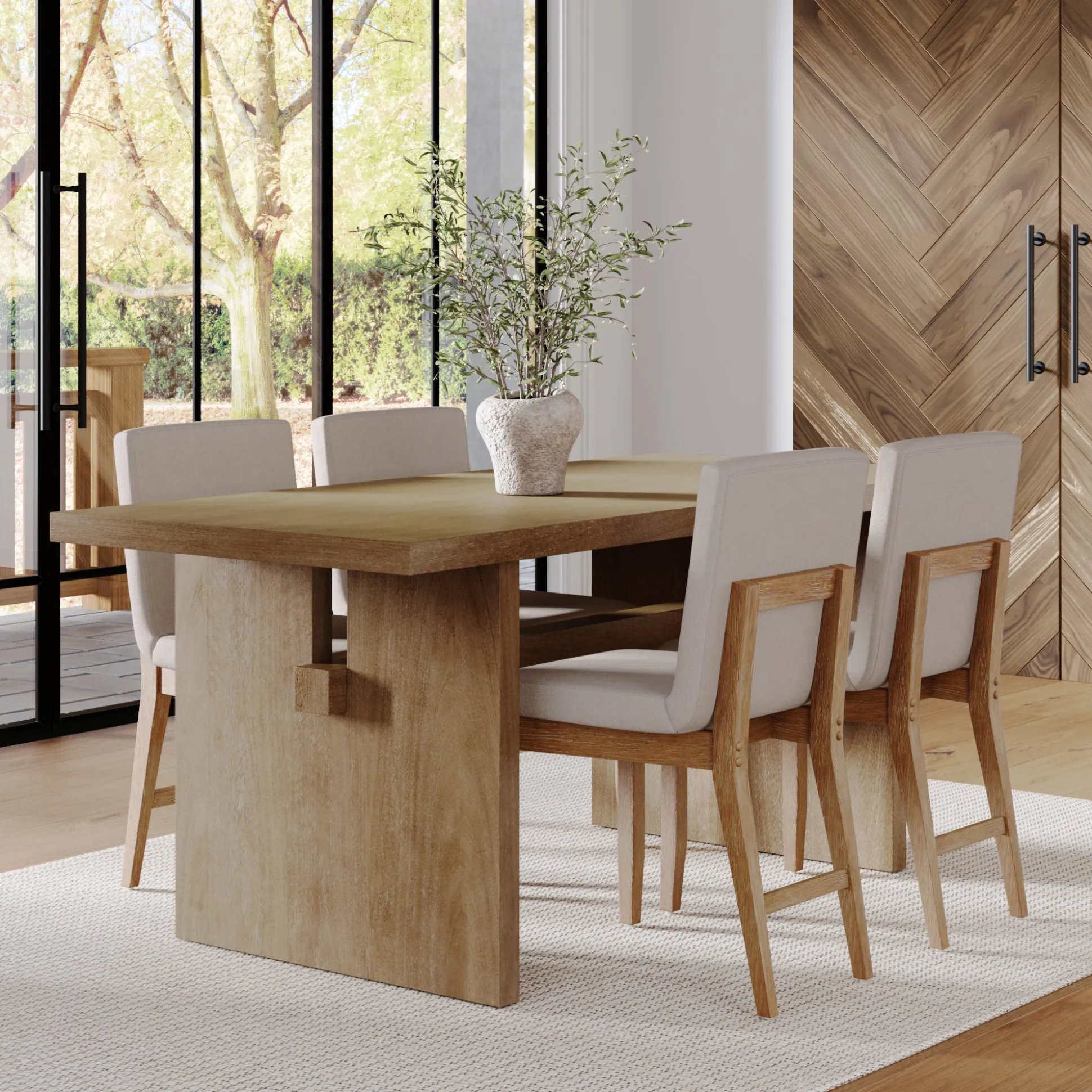 Wood Modern Farmhouse Dining Table Light Brown