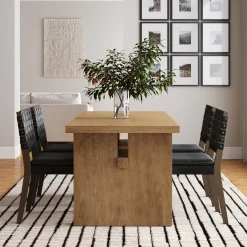 Wood Modern Farmhouse Dining Table Light Brown