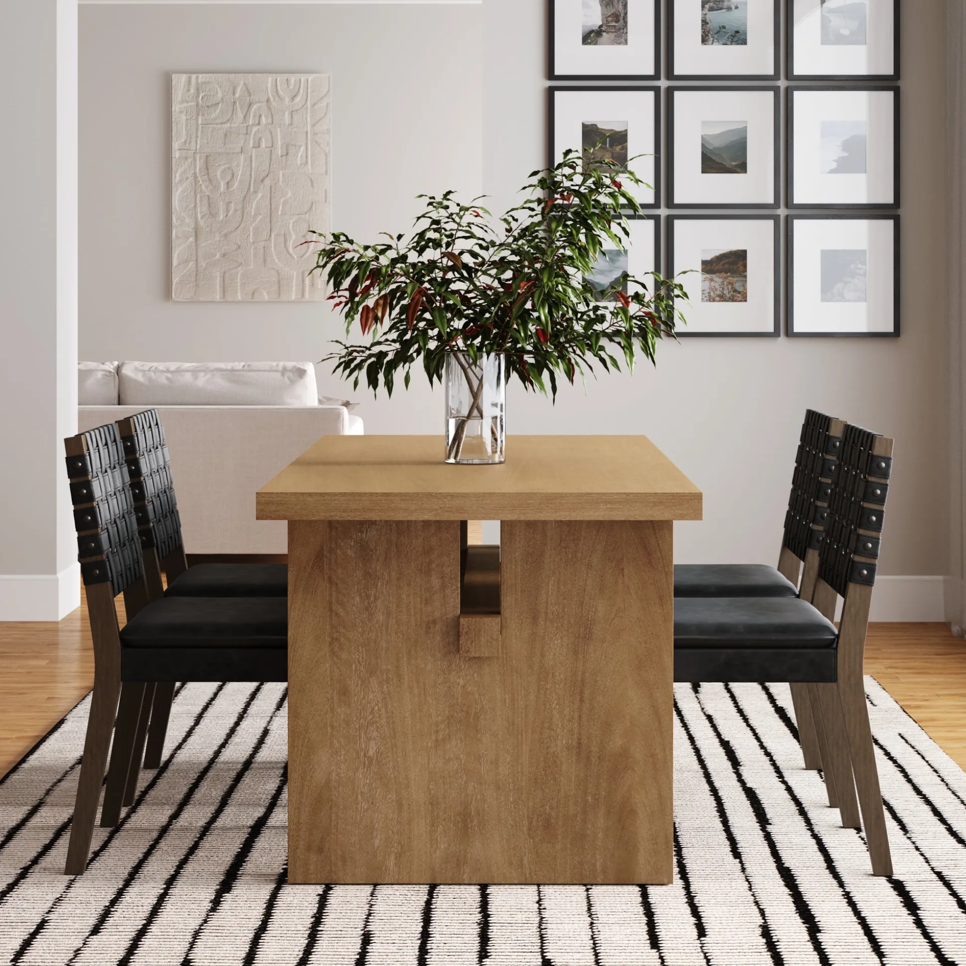Wood Modern Farmhouse Dining Table Light Brown