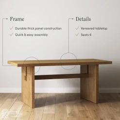 Wood Modern Farmhouse Dining Table Light Brown
