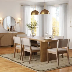 Wood Modern Farmhouse Dining Table Light Brown