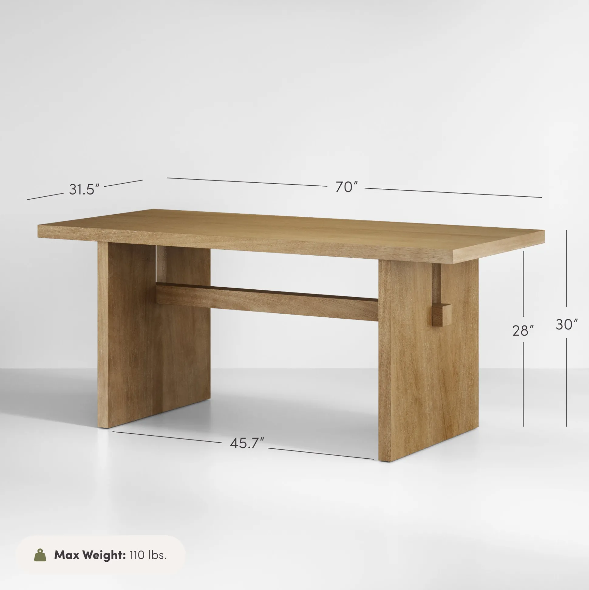 Wood Modern Farmhouse Dining Table Light Brown