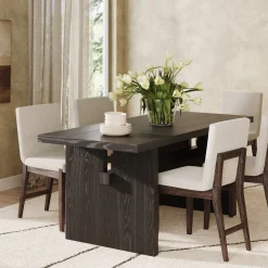 Wood Modern Farmhouse Dining Table Black Oak