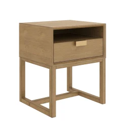 Wood Modern Farmhouse Nightstand with Drawer