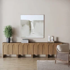 Wood Modular TV Console with Arched Doors for TVs up to 100