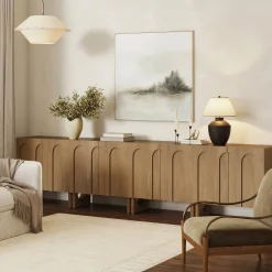 Wood Modular TV Console with Arched Doors for TVs up to 100