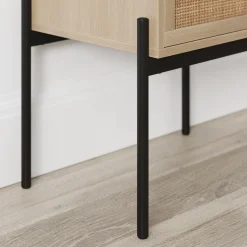 Wood & Rattan Nightstands Light Oak (Set of 2)