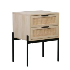 Wood & Rattan Nightstands Light Oak (Set of 2)