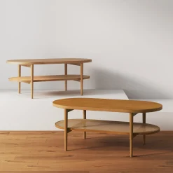 Wood & Rattan Oval Coffee Table Honey Brown