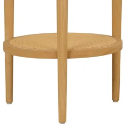 Wood & Rattan Round End Table Warm Pine
