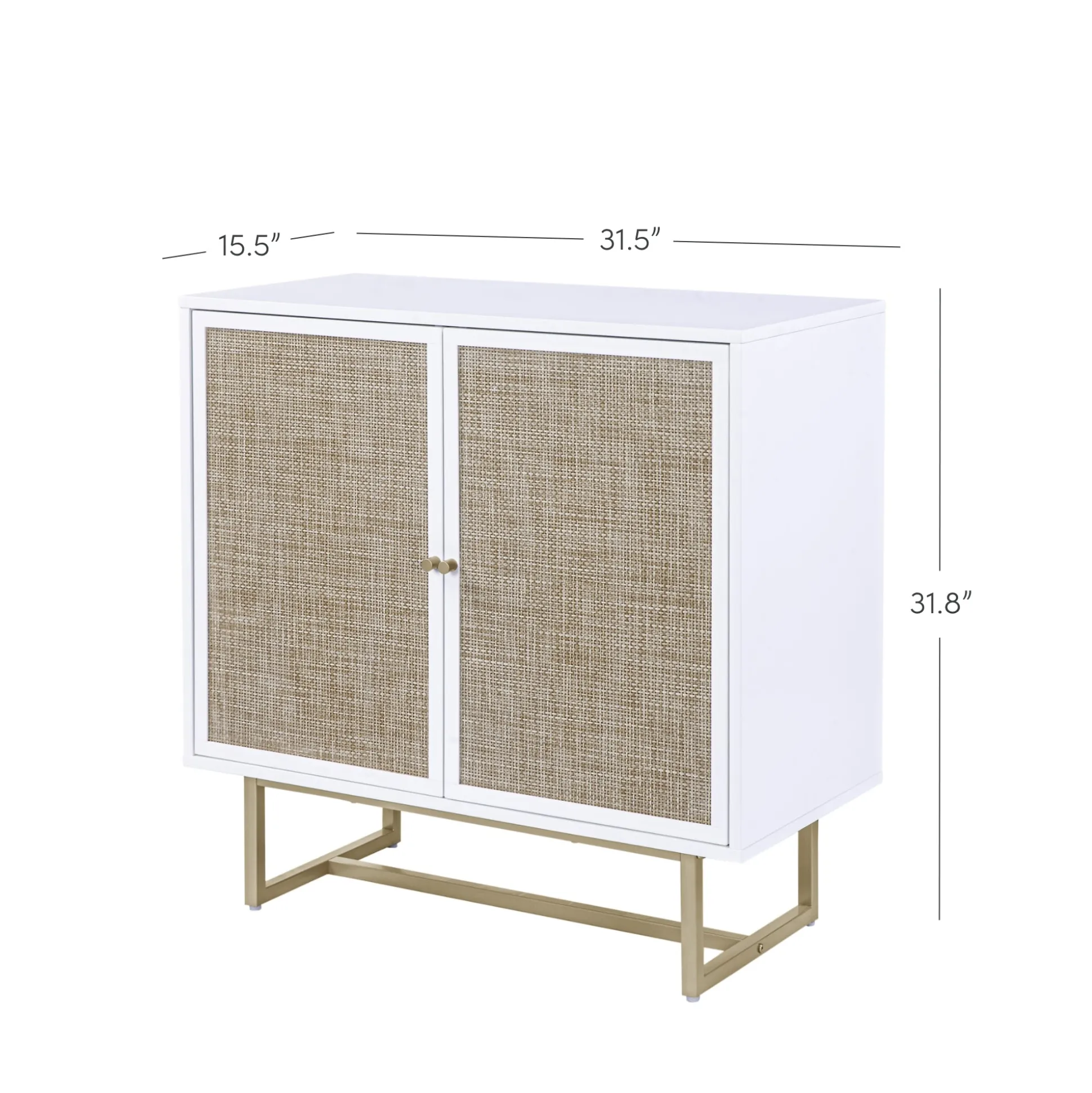 Wood & Rattan Storage Cabinet White