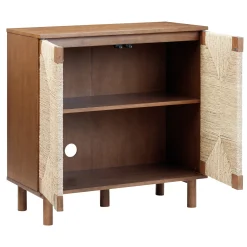 Wood & Seagrass Storage Cabinet Dark Brown