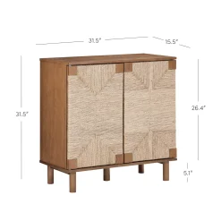 Wood & Seagrass Storage Cabinet Dark Brown