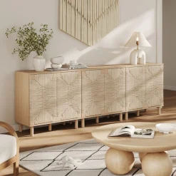 Wood & Seagrass Storage Cabinet Raw Oak
