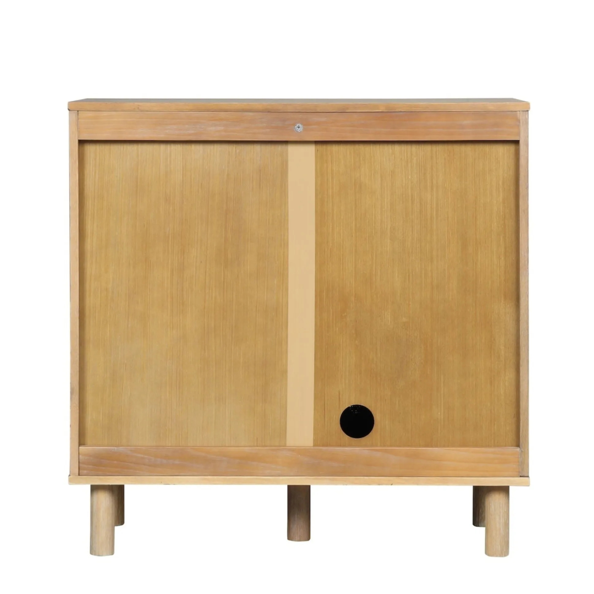 Wood & Seagrass Storage Cabinet Brown
