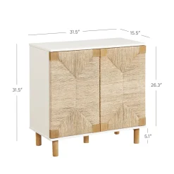 Wood & Seagrass Storage Cabinet White