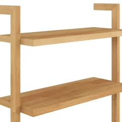 Wood 5-Shelf Ladder Wall Bookshelf Warm Pine (Set of 2)