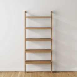 Wood 5-Shelf Ladder Wall Bookshelf Light Brown