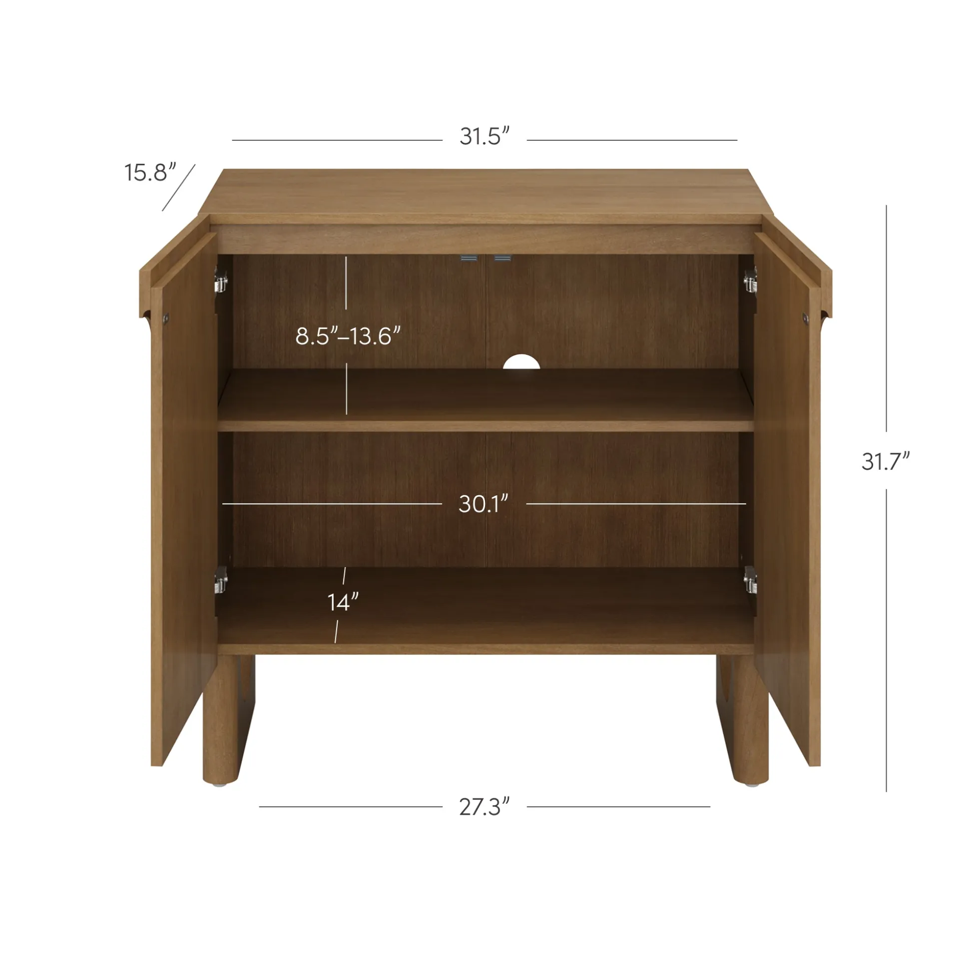 Wood Storage Cabinet with Arched Doors Light Brown