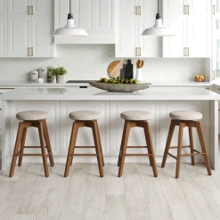Wood Swivel Counter Height Bar Stools Brown (Set of 4)