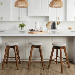 Wood Swivel Counter Height Bar Stools Brown (Set of 3)