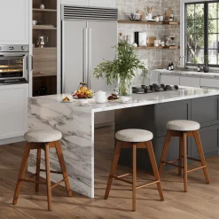 Wood Swivel Counter Height Bar Stools Brown (Set of 3)