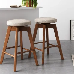 Wood Swivel Counter Height Bar Stools Brown (Set of 2)