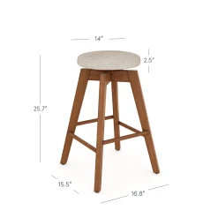 Wood Swivel Cushion Counter Height Bar Stool Brown