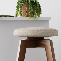 Wood Swivel Cushion Counter Height Bar Stool Brown