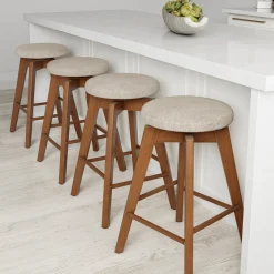 Wood Swivel Cushion Counter Height Bar Stool Brown