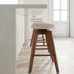 Wood Swivel Cushion Counter Height Bar Stool Brown