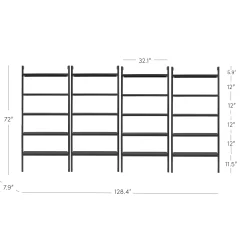 Wood 5 Tier Wall Mounted Bookshelf Black Oak (Set of 4)