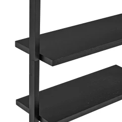 Wood 5 Tier Wall Mounted Bookshelf Black Oak (Set of 3)