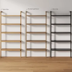 Wood 5 Tier Wall Mounted Bookshelf Black Oak (Set of 3)