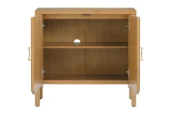 Wood Transitional Fluted Cabinet Credenza Light Brown (Set of 3)
