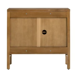 Wood Transitional Fluted Cabinet Credenza Light Brown (Set of 2)