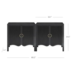 Wood Transitional Fluted TV Console Black Oak for TVs up to 65