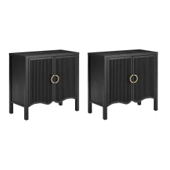 Wood Transitional Fluted TV Console Black Oak for TVs up to 65