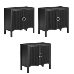Wood Transitional Fluted TV Console Black Oak for TVs up to 75"
