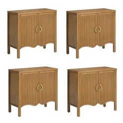 Wood Transitional Fluted TV Console Light Brown for TVs up to 100