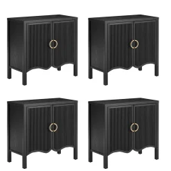 Wood Transitional Fluted TV Console Black Oak for TVs up to 100