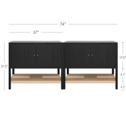 Wood TV Console with Open Seagrass Shelf for TVs up to 65