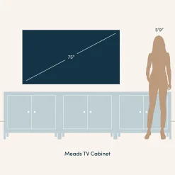 Wood TV Console with Open Seagrass Shelf for TVs up to 75