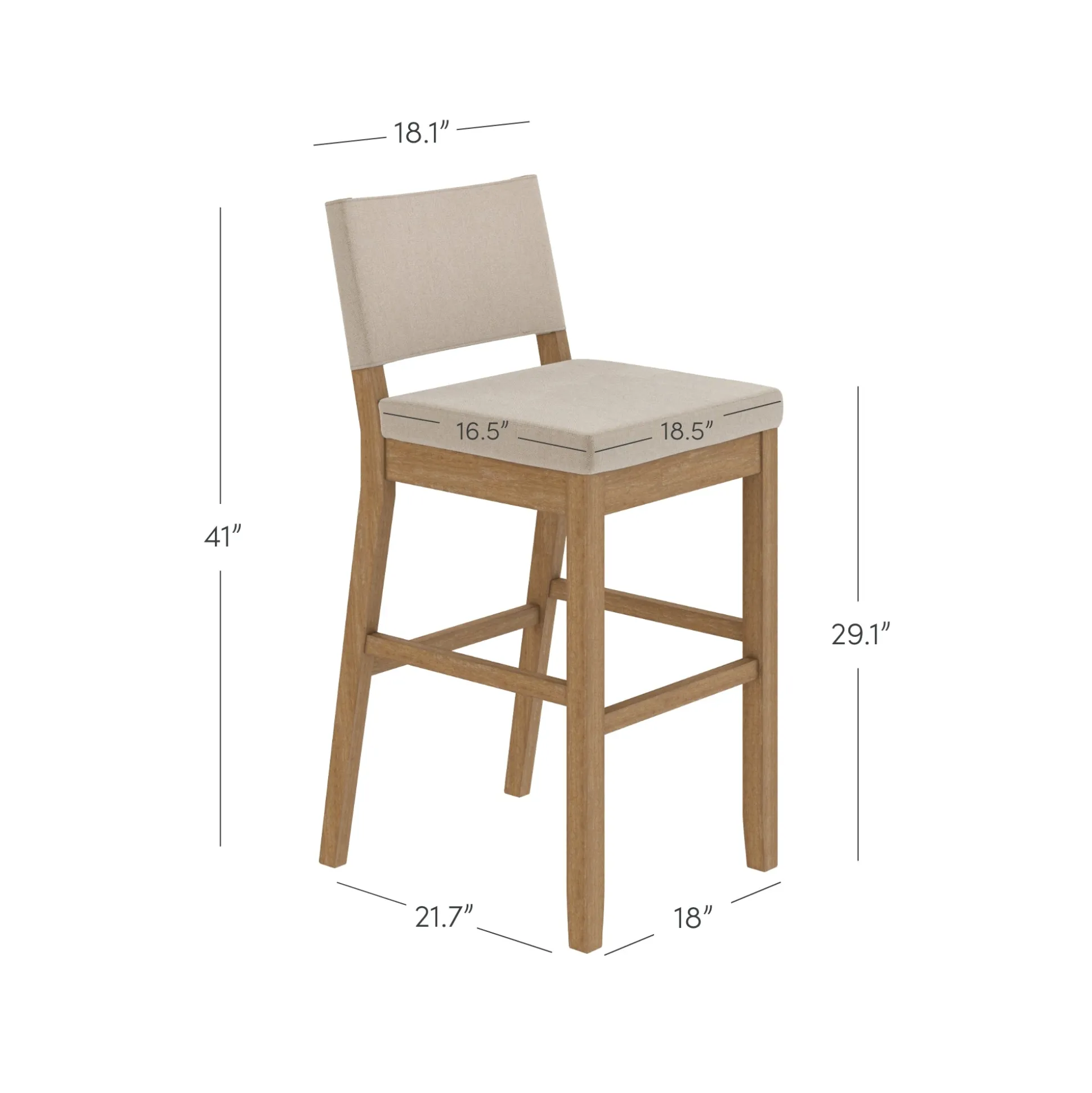 Wood Upholstered Bar Stools Light Brown (Set of 4)