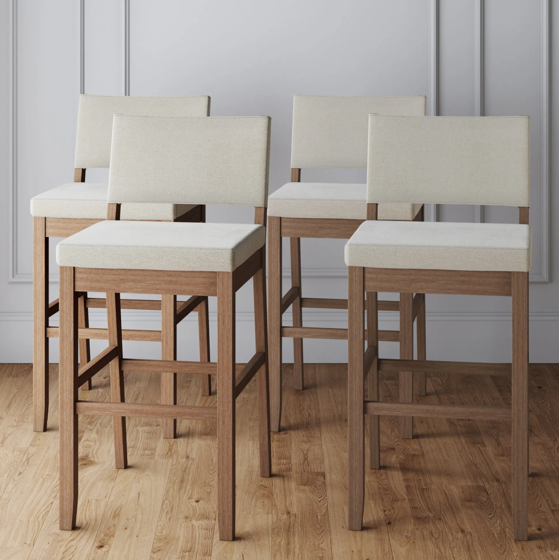 Wood Upholstered Bar Stools Light Brown (Set of 4)