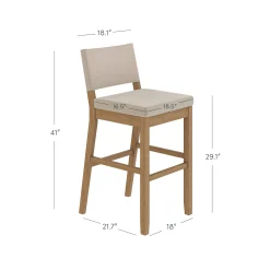 Wood Upholstered Bar Stools Light Brown (Set of 2)