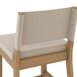 Wood Upholstered Bar Stools Light Brown (Set of 2)